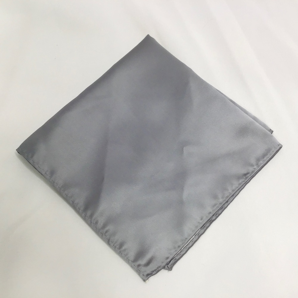 STAFFORD Handkerchief Hanky Square Satin Gray 12”x12” Silky Feel Pocket Suit